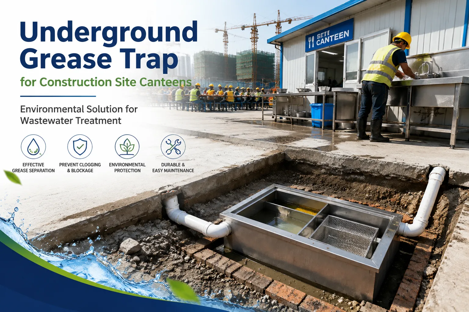 Underground Grease Trap for Construction Site Canteens | Environmental Solution for Wastewater Treatment